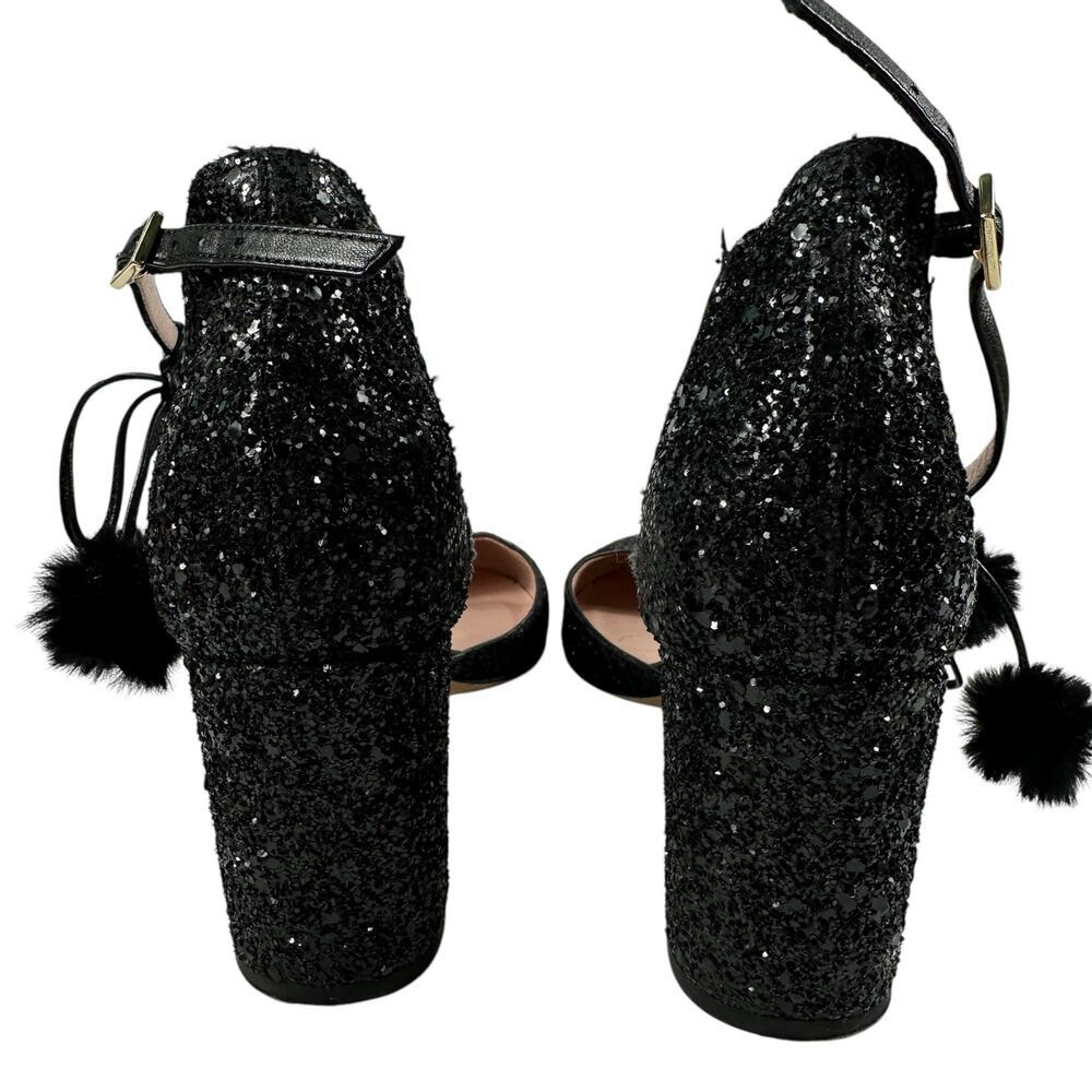 Kate Spade Abigail Glitter Pumps Pom Pom Block Heel Party Shoe Wmn Sz 6.5 - Picture 7 of 16